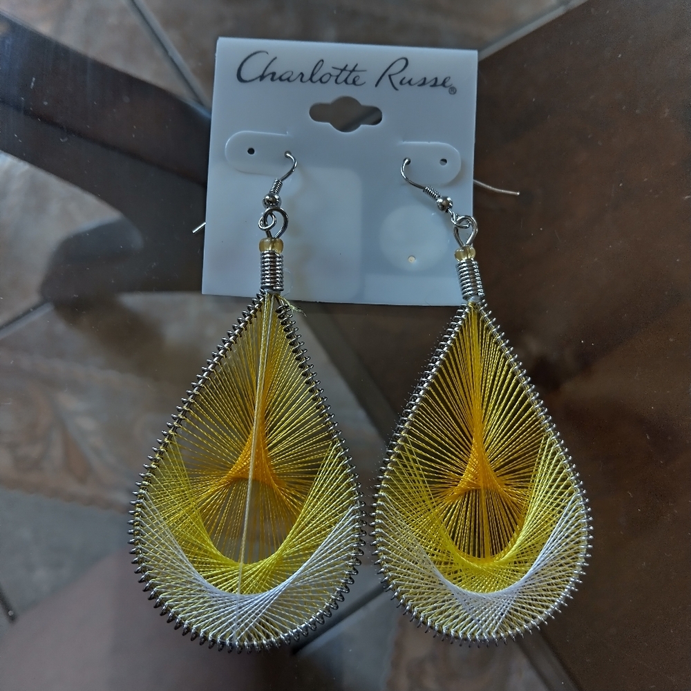 New Charlotte Russe yellow large tear drop earring